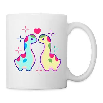 Two dinosaurs and heart - Mug - white - Right