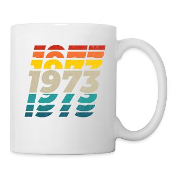 1973 vintage logo 50. Geburtstag, Geburtags Shirt - Tasse - Weiß - Rechts