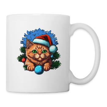 Cute Christmas kitten digital artwork, the best - Mug - white - Right