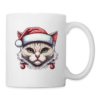 Winterkatzenzeichnung, das ideale Adventsgeschenk - Tasse - Weiß - Rechts
