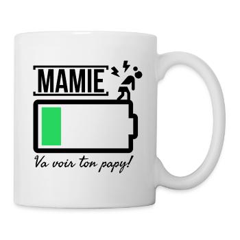 Mamie batterie faible, va voir ton papy! - Mug blanc - blanc - Droite
