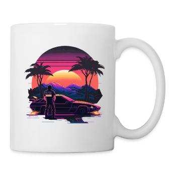 Vaporwave Coucher de soleil - Mug blanc - blanc - Droite