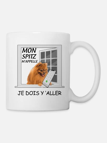 Mon Spitz m'appelle Humour Chien de Race - Mug blanc - blanc