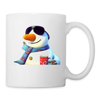 Bonhomme de neige avec café et lunettes de soleil - Mug blanc - blanc - Droite
