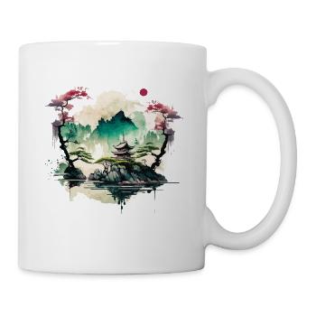 Chinesischer Tempel auf einer Klippe - Tasse - Weiß - Rechts