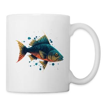 Vintage Fisch - Tasse - Weiß - Rechts