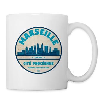 Marseille Skyline Badge - Mug blanc - blanc - Droite