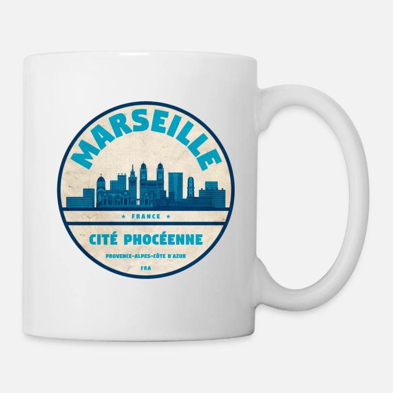 Marseille Skyline Badge - Mug blanc - blanc