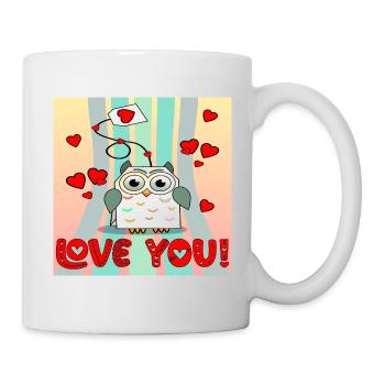 Bonne Saint-Valentin - OWL TEA BAG Cartoon - BIRD - Mug blanc - blanc - Droite