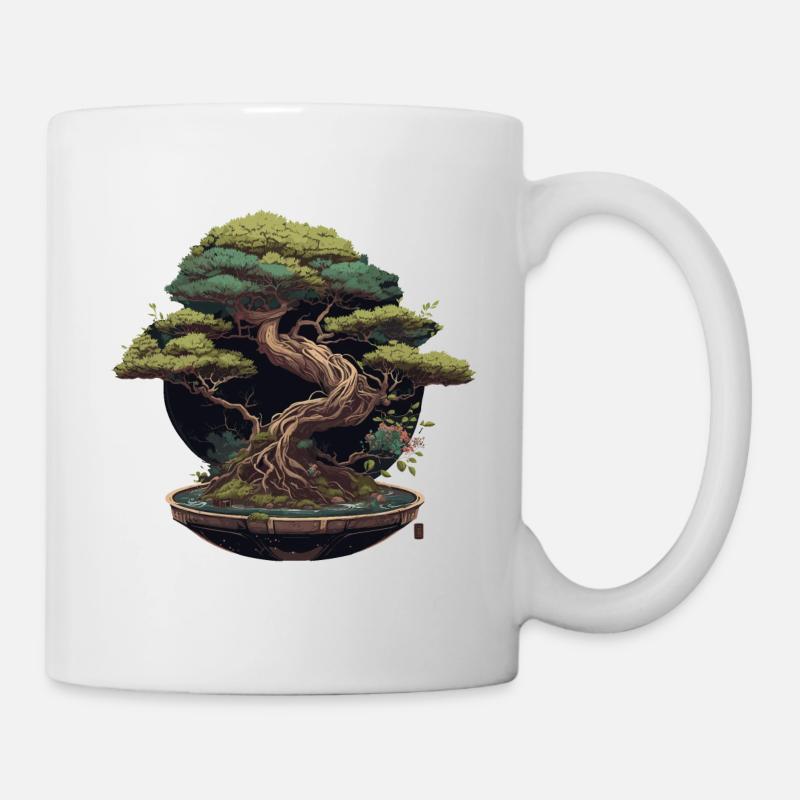 Geschnitzter Bonsai-Baum - Tasse - Weiß