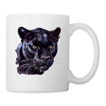 Portrait of a black jaguar - watercolor - Mug - white - Right