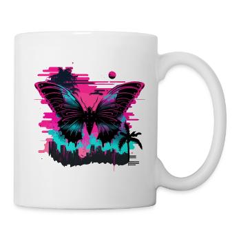 Verträumter Vaporwave Schmetterling - Tasse - Weiß - Rechts