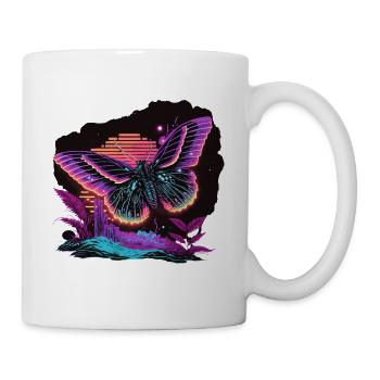 Glühender Vaporwave Schmetterling - Tasse - Weiß - Rechts