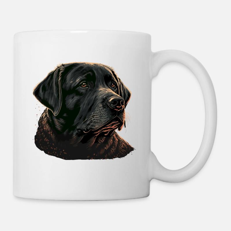 Chubby Gesicht Schwarz Labrador Retriever - Tasse - Weiß