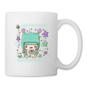 Christmas green festive bubble head cutie - Mug - white - Right