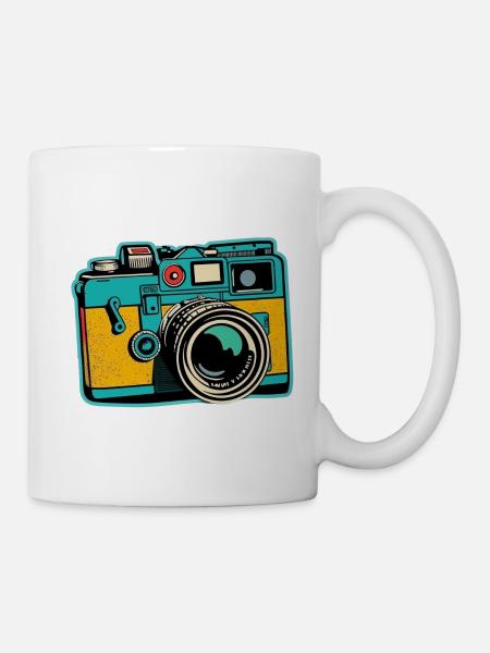 Kamera im Retro-Stil - Tasse - Weiß