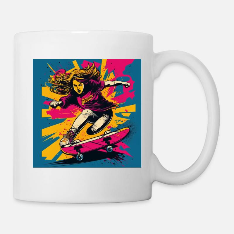 Skater-Mädchen - Tasse - Weiß