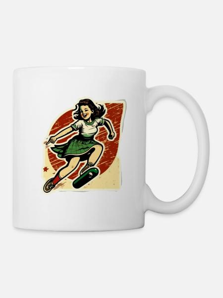Skater-Mädchen - Tasse - Weiß