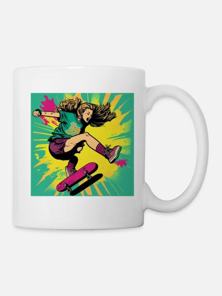 Skater-Mädchen - Tasse - Weiß