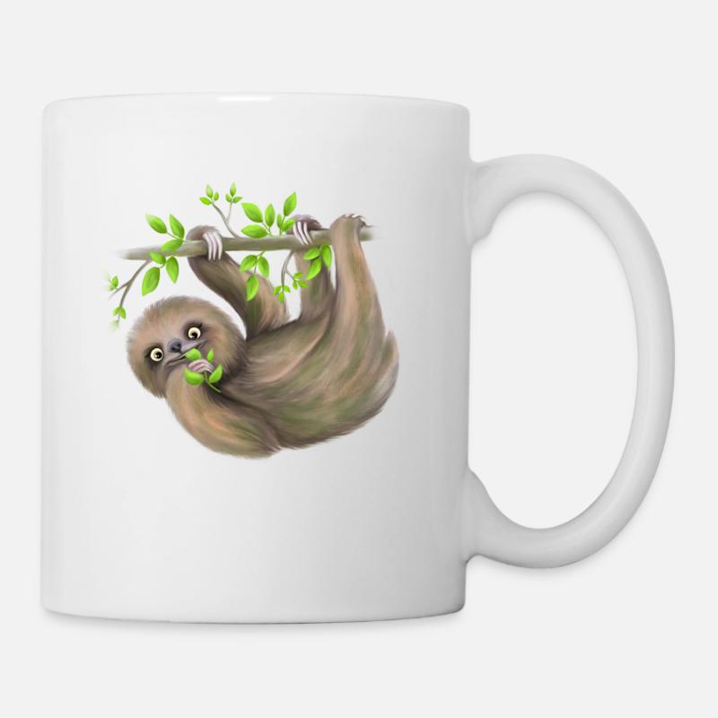 Le paresseux frissonne sur les branches et mange les feuilles - Mug blanc - blanc