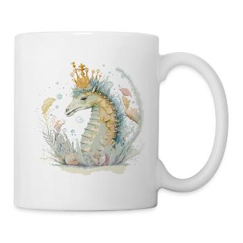 Seahorse with crown - Mug - white - Right