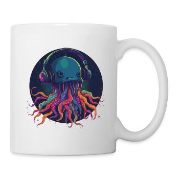 Techno Jellyfish - Méduse cool avec écouteurs - Mug blanc - blanc - Droite
