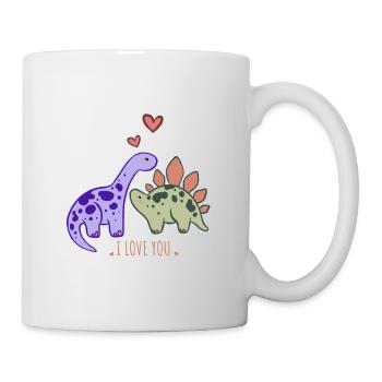Liebende Dinosaurier - Tasse - Weiß - Rechts