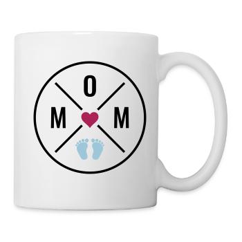 MOM Herz Baby Babyfüße Mutter Liebe Muttertag Mama - Tasse - Weiß - Rechts
