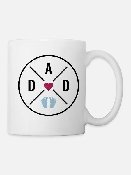DAD Heart Baby Baby Feet Isä Rakkaus Isänpäivä Isä - Muki - valkoinen