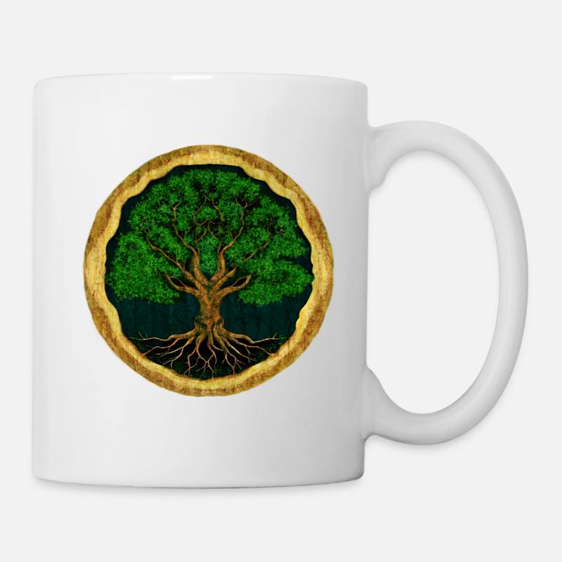 Tree of Life - dessin numérique - aspect bois - Mug blanc - blanc