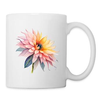 Bunte Blume, Wasserfarbe, Aquarell, - Tasse - Weiß - Rechts