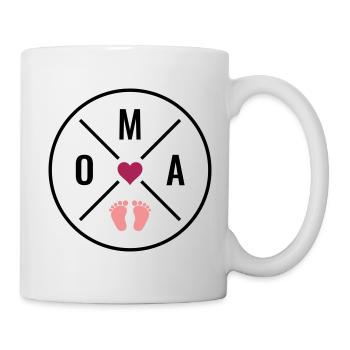 Oma Herz Baby Babyfüße Liebe Farben anpassbar OMA - Tasse - Weiß - Rechts