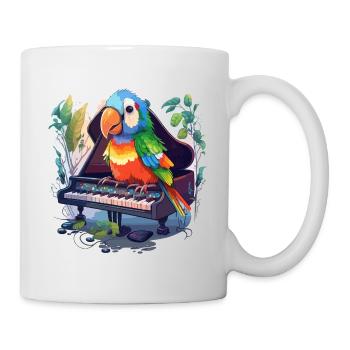 Papageien-Pianist - Tasse - Weiß - Rechts