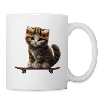 Chaton skateboard - Mug blanc - blanc - Droite