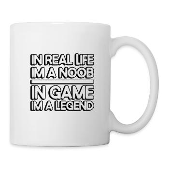 Dans la vraie vie, je suis un noob. Dans les jeux, je suis une légende. - Mug blanc - blanc - Droite