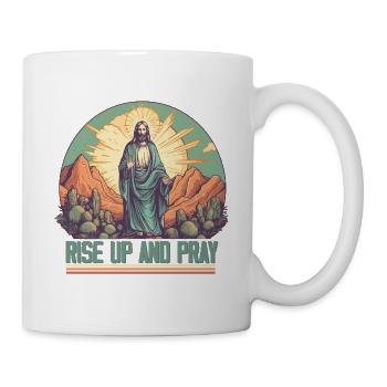 Retro Christian design - rise up and pray - Mug - white - Right