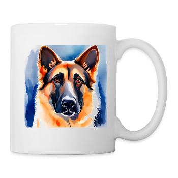 German Shepherd watercolour Portrait - Mug - white - Right