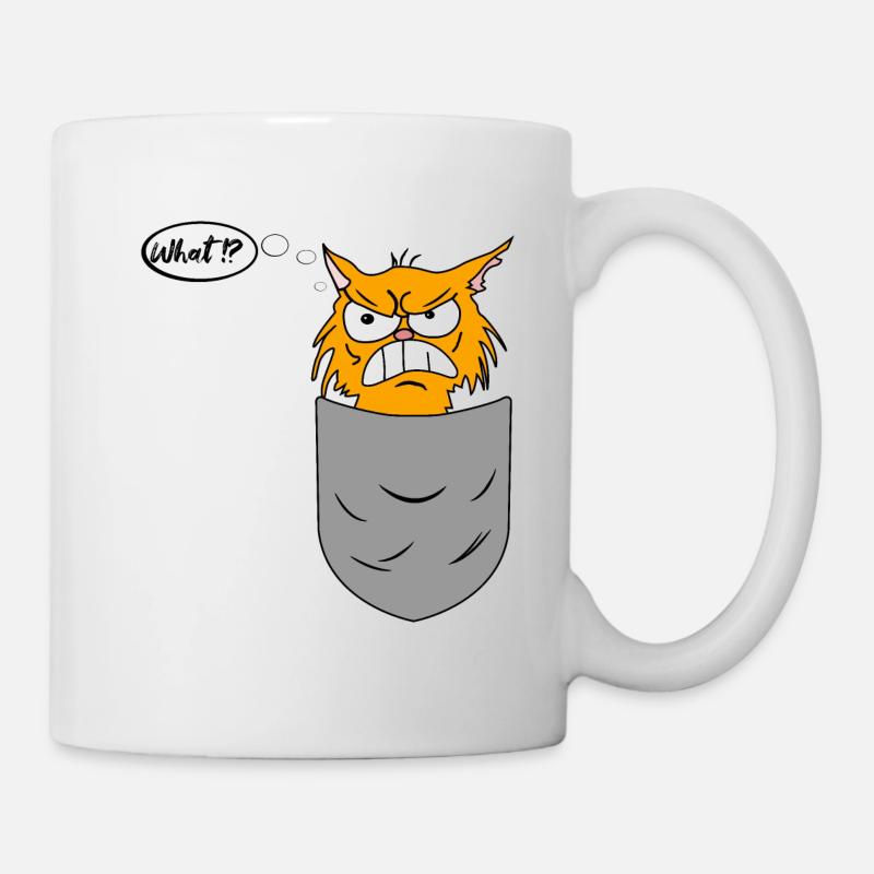 Annoying cat in breast pocket - Mug - white