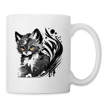 freches Kätzchen - Tasse - Weiß - Rechts