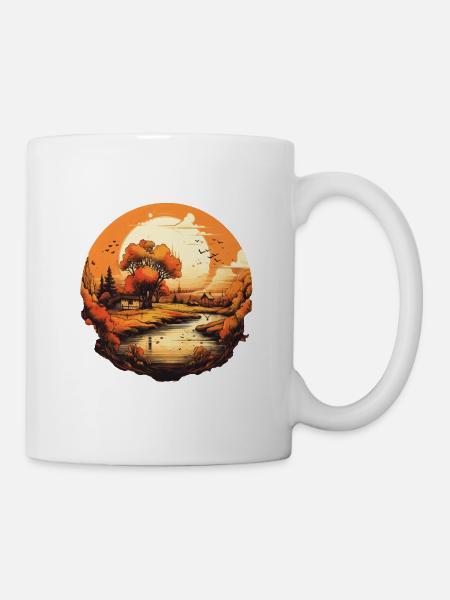 Herbstliche Landschaft - Tasse - Weiß