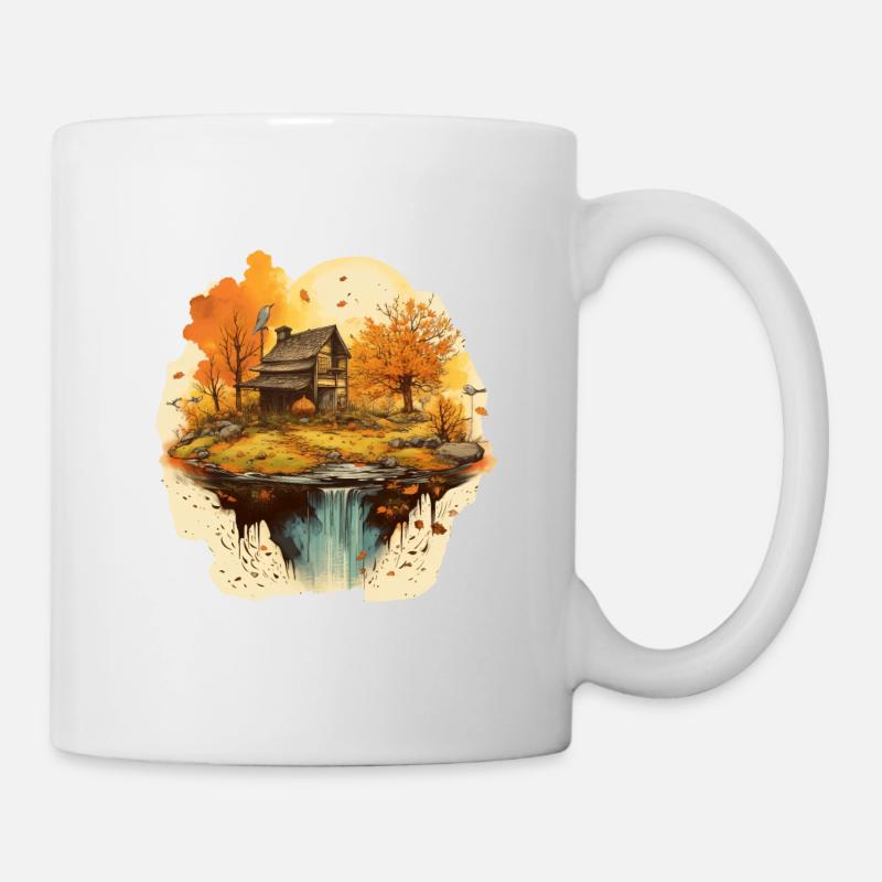 Herbstliche Landschaft - Tasse - Weiß