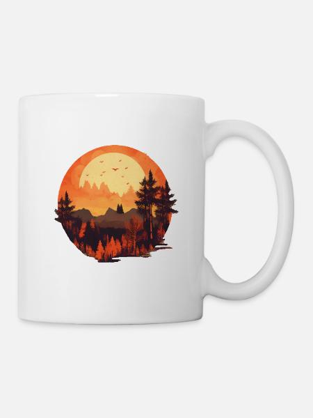 Herbstliche Landschaft - Tasse - Weiß