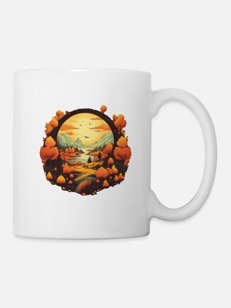 Herbstliche Landschaft - Tasse - Weiß