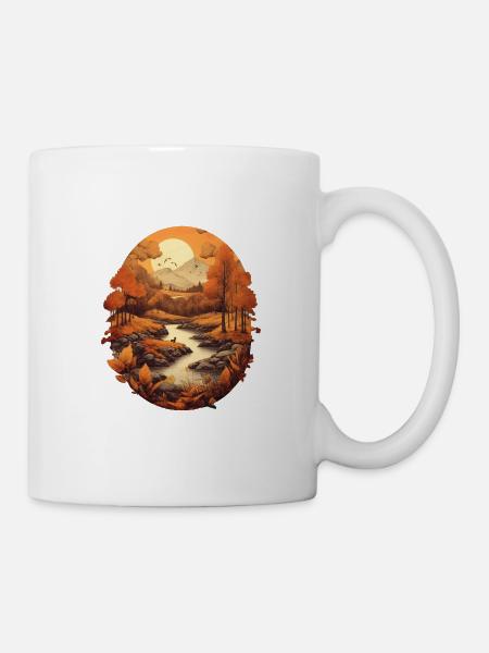 Herbstliche Landschaft - Tasse - Weiß