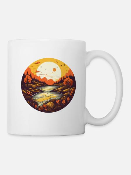 Herbstliche Landschaft - Tasse - Weiß