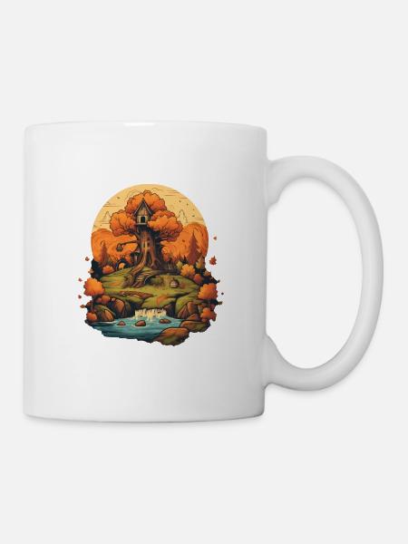 Herbstliche Landschaft - Tasse - Weiß