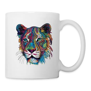 Colourful Tiger Head - Tasse - Weiß - Rechts