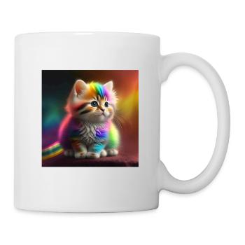 Baby Kätzchen fotorealistisch dargestellt Rainbow - Tasse - Weiß - Rechts