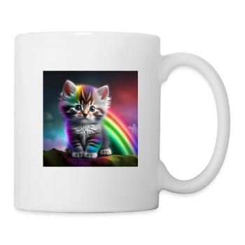 Baby-Kätzchen fotorealistisch dargestellt Rainbow - Tasse - Weiß - Rechts