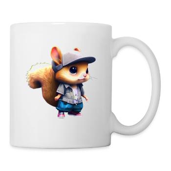 Un adorable écureuil chibi en tenue urbaine - Mug blanc - blanc - Droite